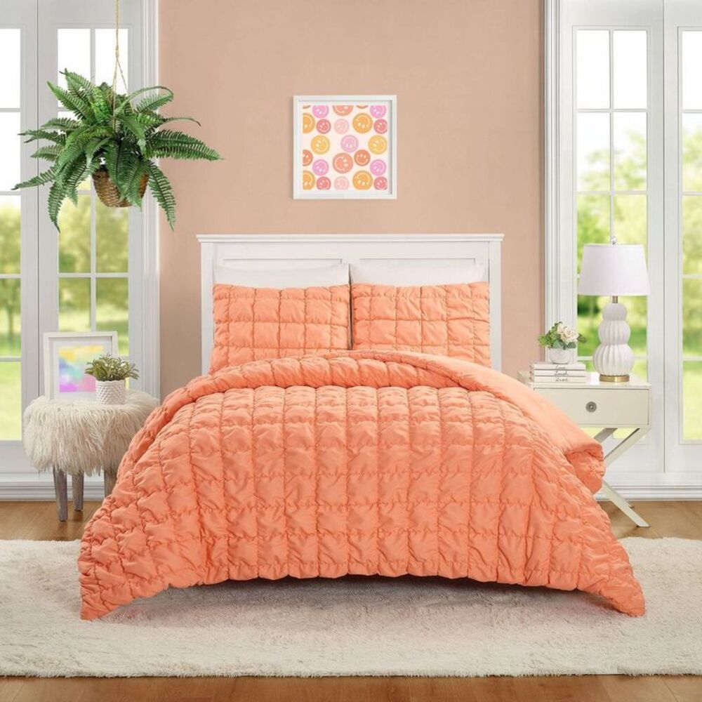 Makers Collective - Teen Twin/Twin XL Puffy Comforter Set Peach - Make Peach